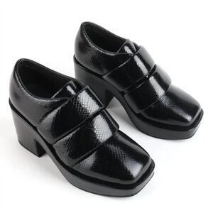 Intentionally Blank Crime Platform Leather Loafer Black Women's Size 7